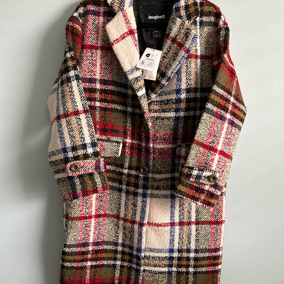 NWT, DESIGUAL, long tartan coat XS - Picture 8 of 11